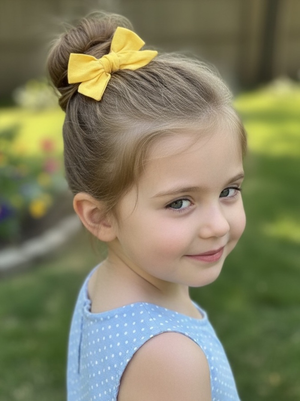 Yellow Pigtails  Bow Hair Clips for Kids - Picture 3 of 6